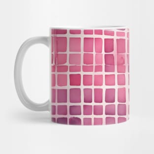 Pink Grid Pattern, Abstract Watercolor Art Mug